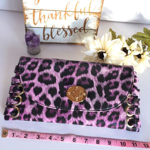 Purple Leopard Print Clutch - Never Used